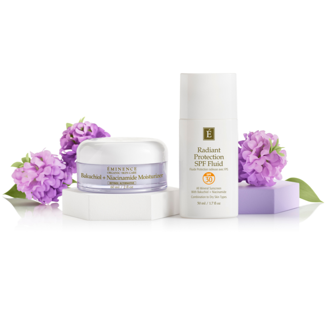 Eminence Organics bakuchiol niacinamide collection flowers