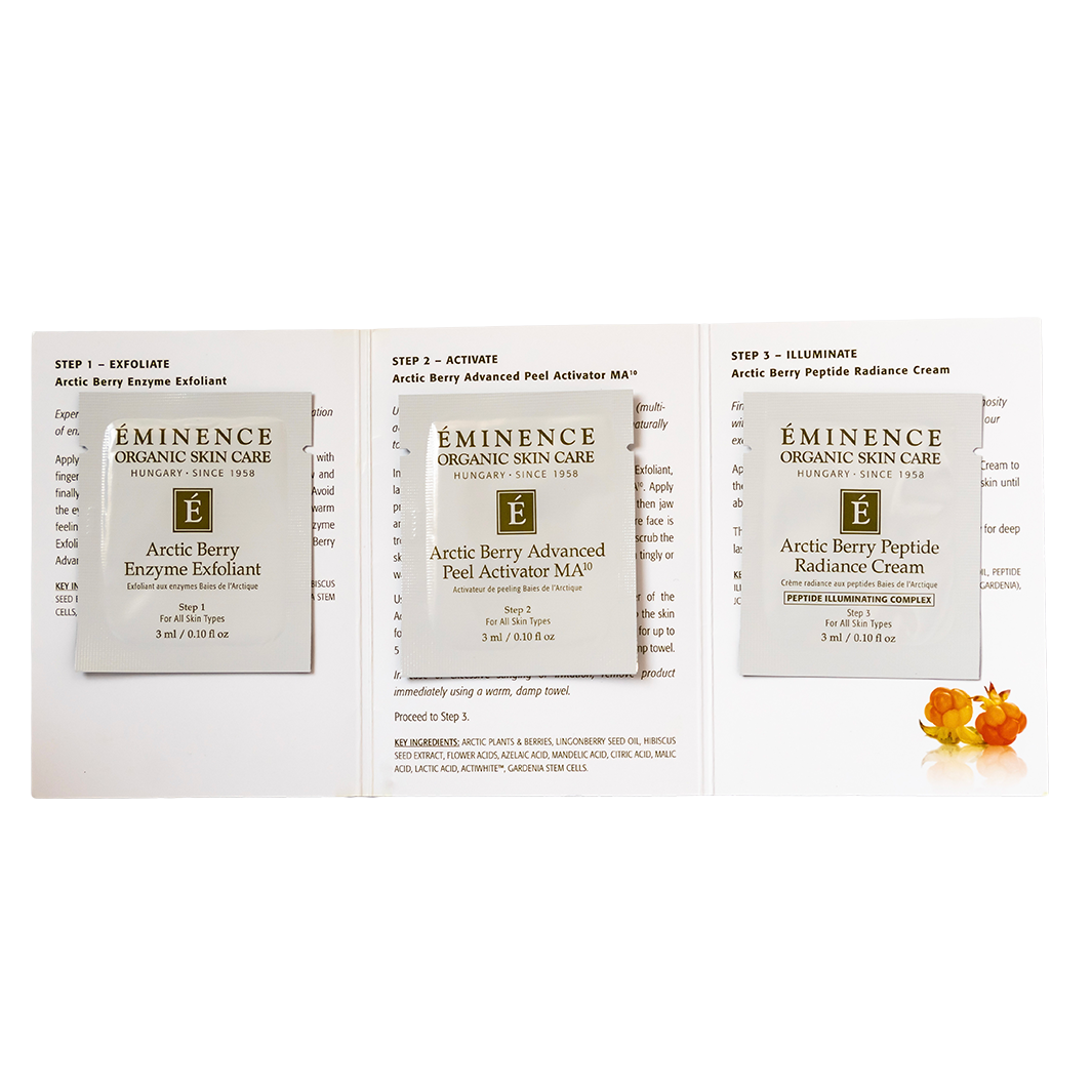 eminence organics arctic berry peel and peptide illuminating system sample
