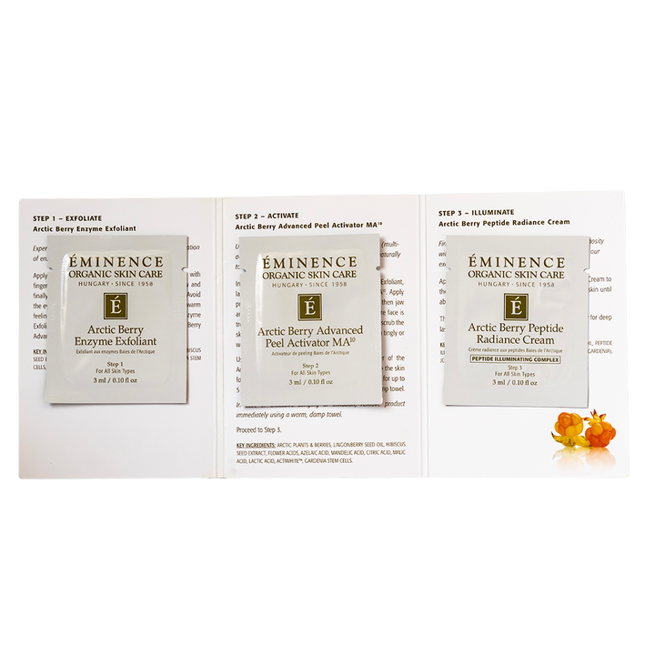 eminence organics arctic berry peel and peptide illuminating system sample