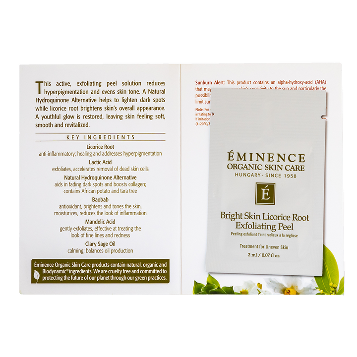 eminence organics bright skin licorice root exfoliating peel sample