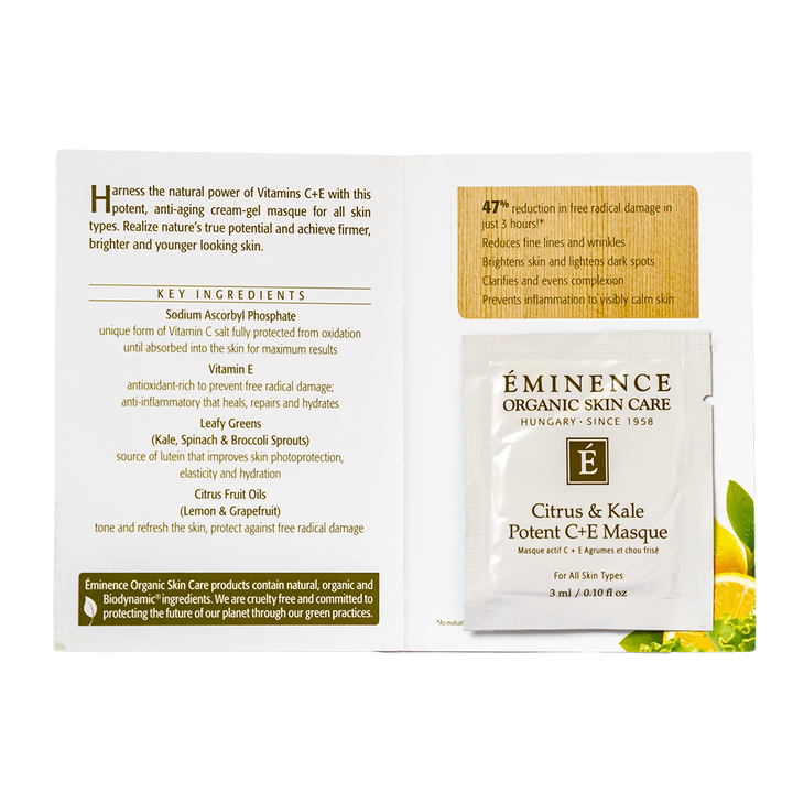 eminence organics citrus and kale potent c and e masque sample