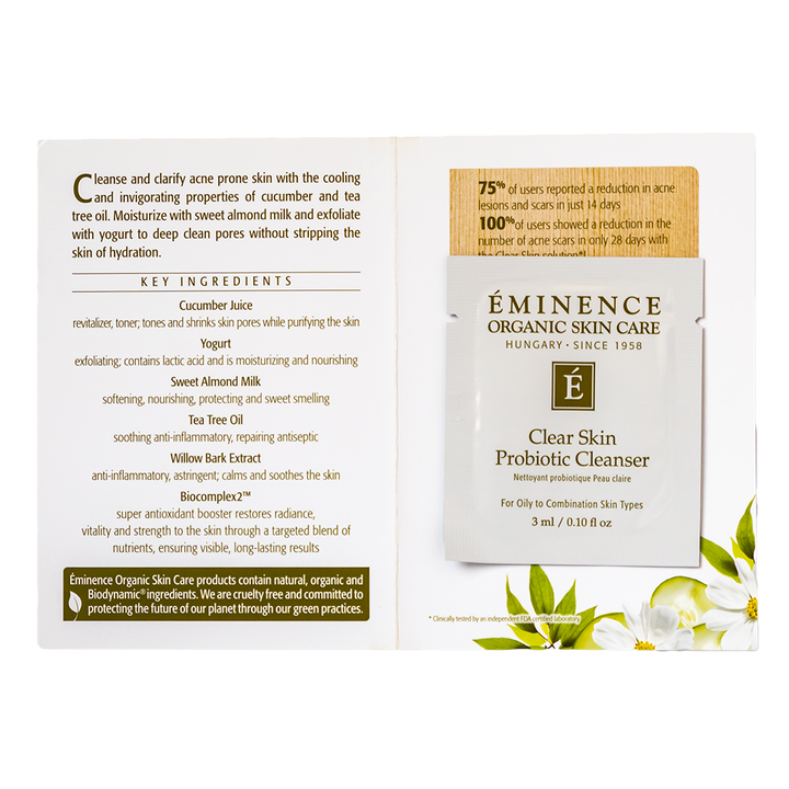 eminence organics clear skin probiotic cleanser sample