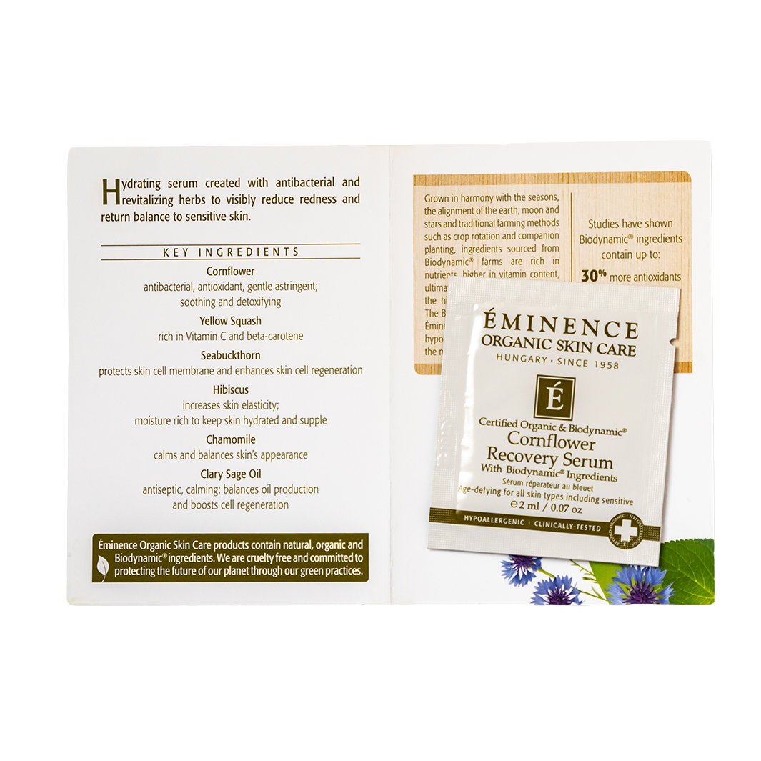 eminence organics cornflower recovery serum sample