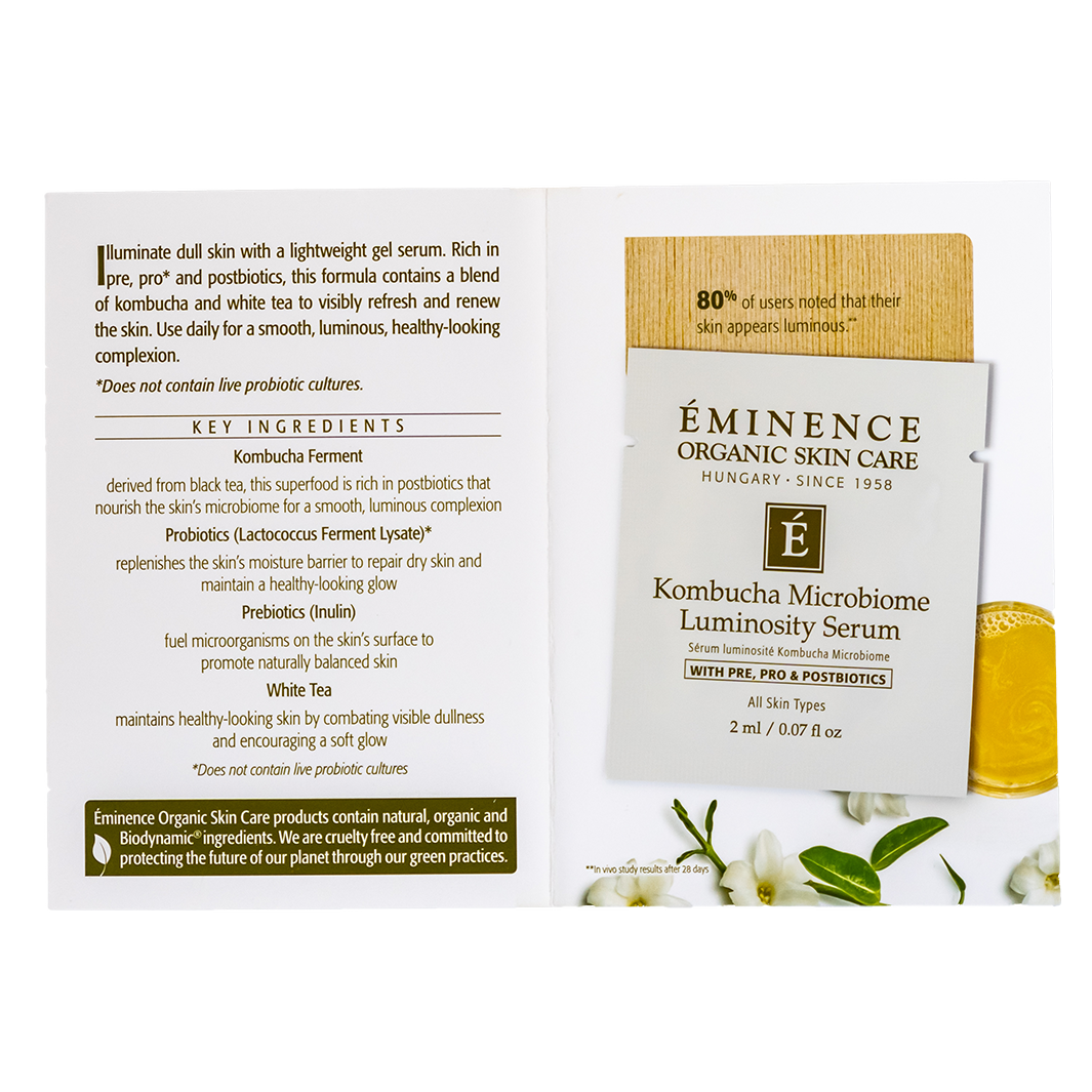 eminence organics kombucha mircobiome luminosity serum sample