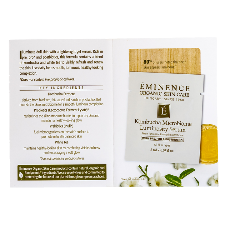 eminence organics kombucha mircobiome luminosity serum sample