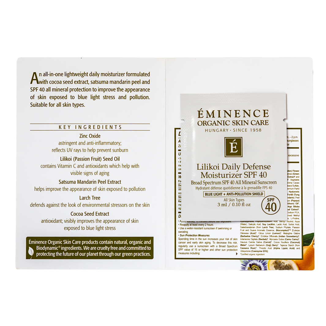 eminence organics lilikoi daily defense moisturizer spf40 sample