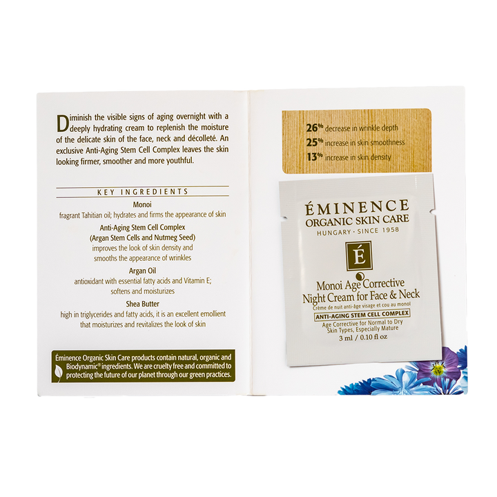 eminence organics monoi age corrective night cream for face and neck sample