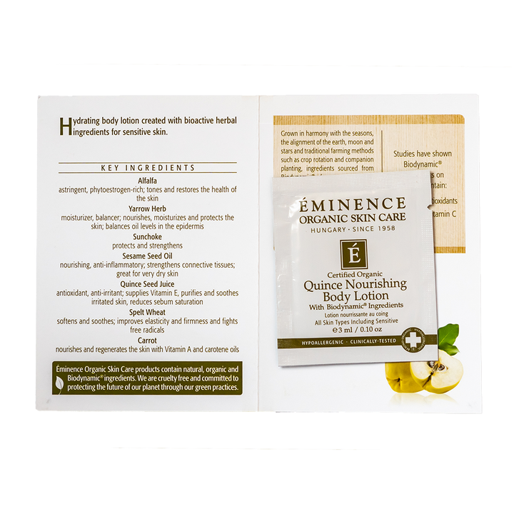 eminence organics quince nourishing body lotion sample