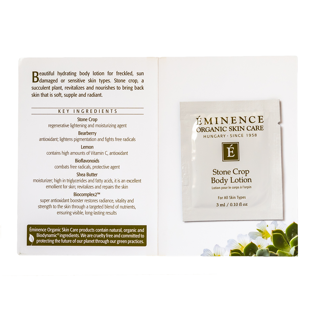 eminence organics stone crop body lotion sample