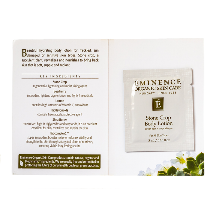 eminence organics stone crop body lotion sample