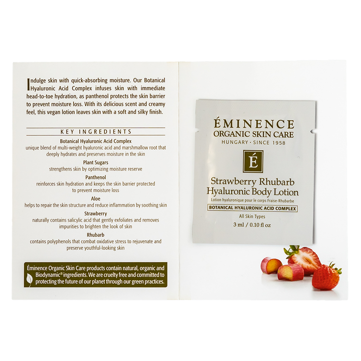 eminence organics strawberry rhubarb hyaluronic body lotion