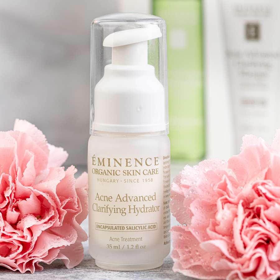 Eminence Organics Acne Advanced Clarifying Hydrator lifestyle imagery