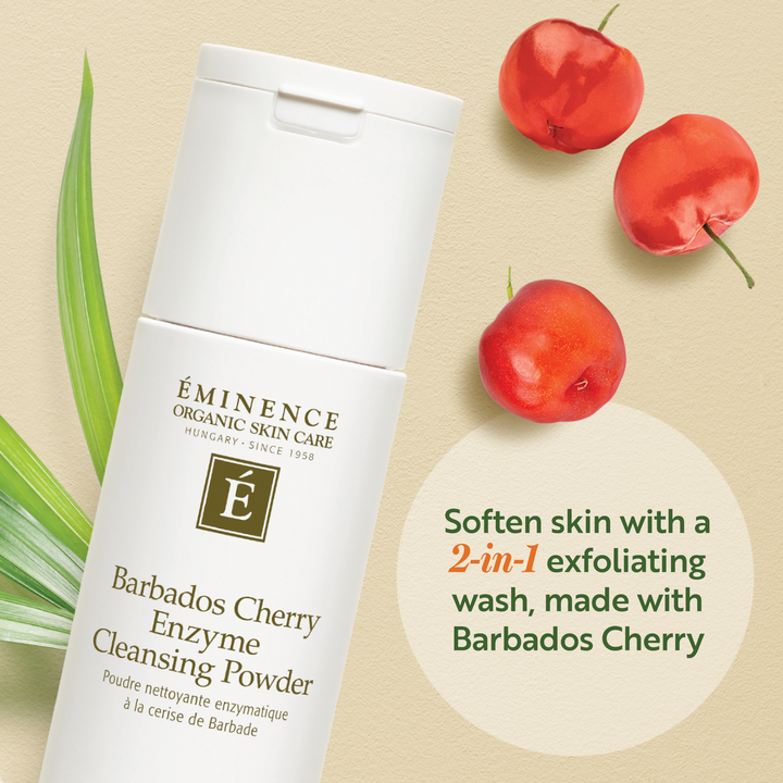 Eminence Organics Barbados Cherry Enzyme Cleansing Powder infographic