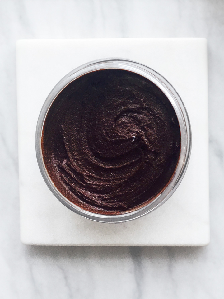 Eminence Organics Chocolate Mousse Hydration Masque open jar from the top