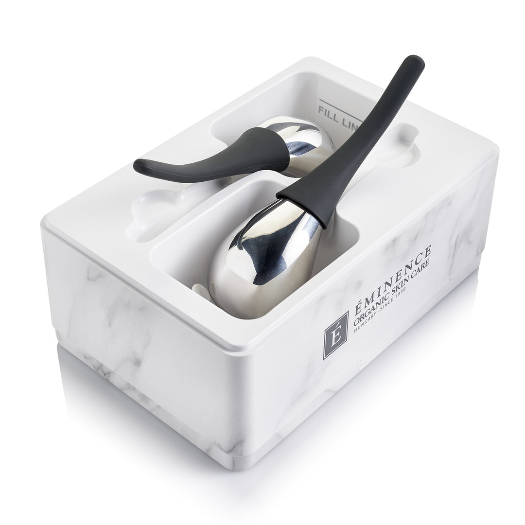 Eminence Organics Cryo-Thermal Sculpting Tool utilizing the tools inside the storage box