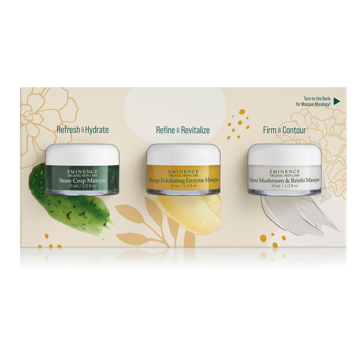 Eminence Organics Mix & Masque Trio: Refine & Restore Gift Set - Limited Edition opened with front facing products