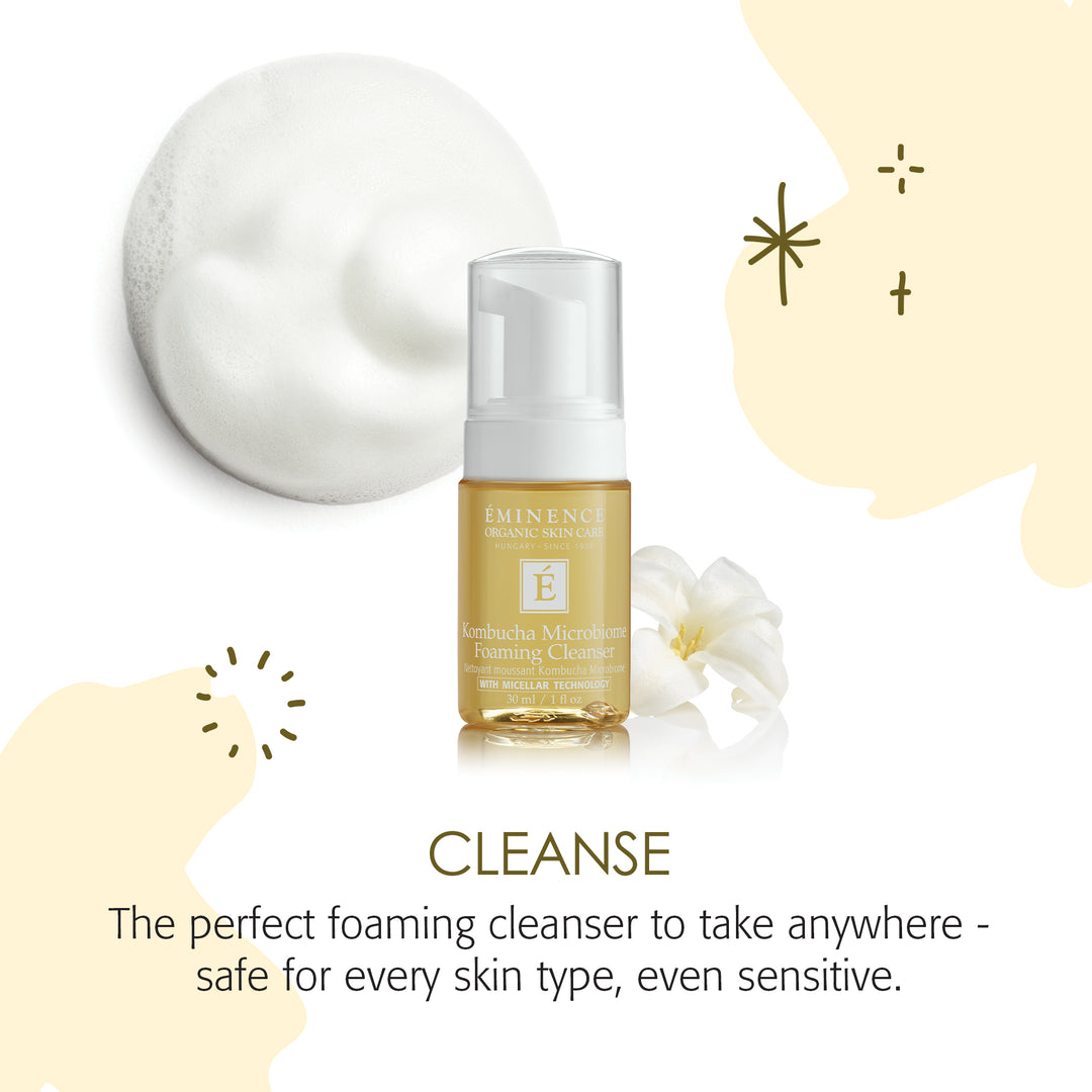 Eminence Organics Radiance Renewal Gift Set Limited Edition  kombucha microbiome foaming cleanser first step