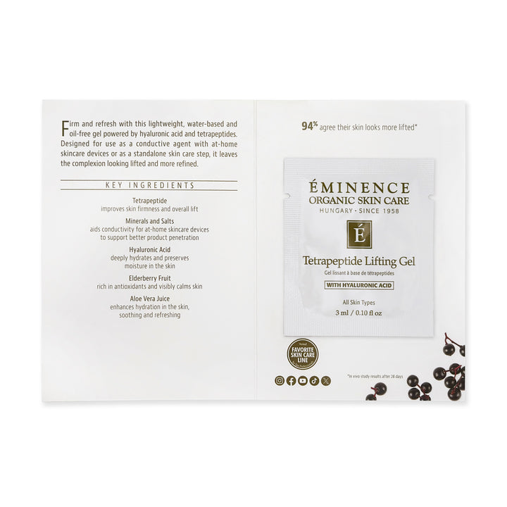 Eminence Organics Tetrapeptide Lifting Gel sample size on a white background