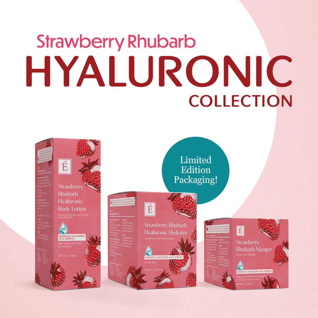 Eminence Organics Strawberry Rhubarb Hyaluronic Acid Limited Edition Packaging collection 