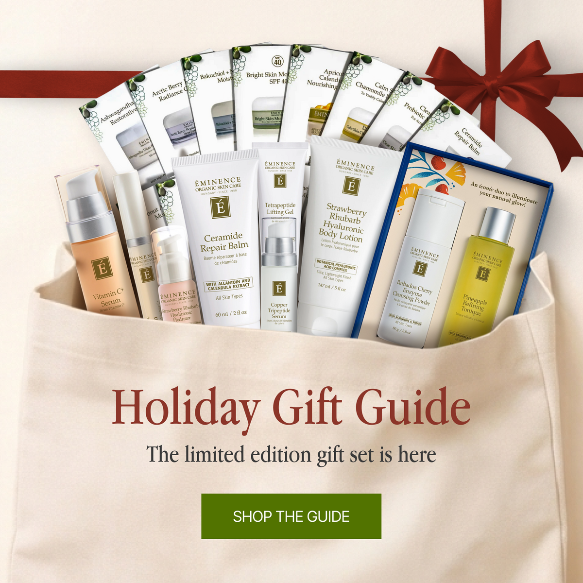 eminence organic holiday gift guide homepage banner mobile version