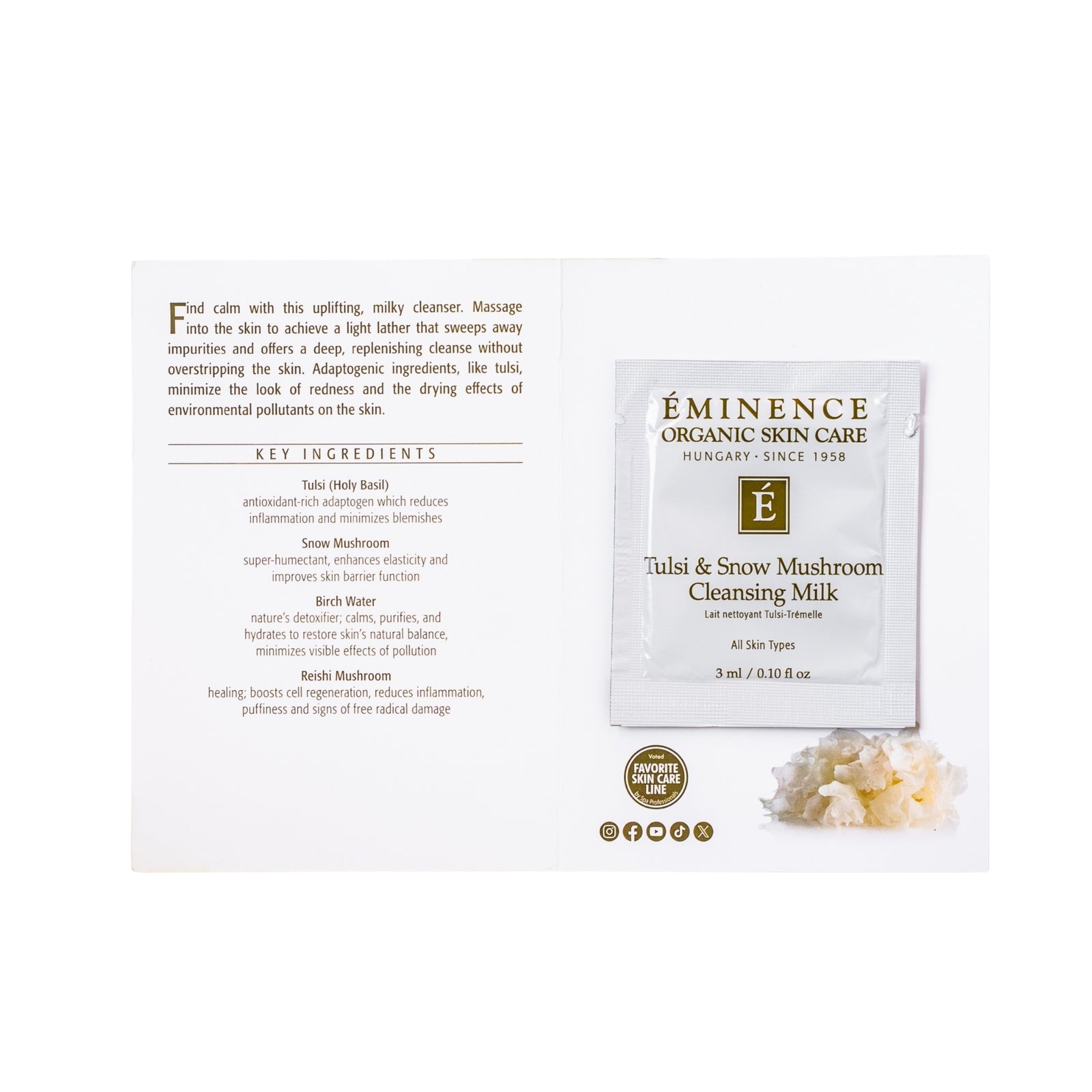 Eminence Organics Tulsi & Snow Mushroom Cleansing Milk sample size