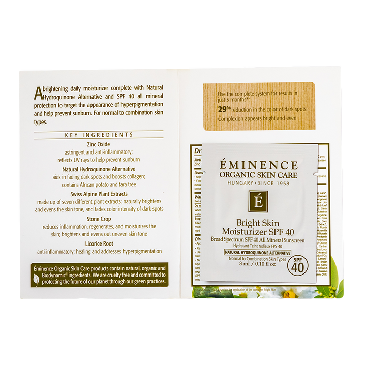 eminence organics bright skin moisturizer spf 40 sample