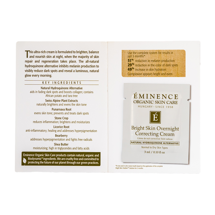 eminence organics bright skin overnight correcting cream sample