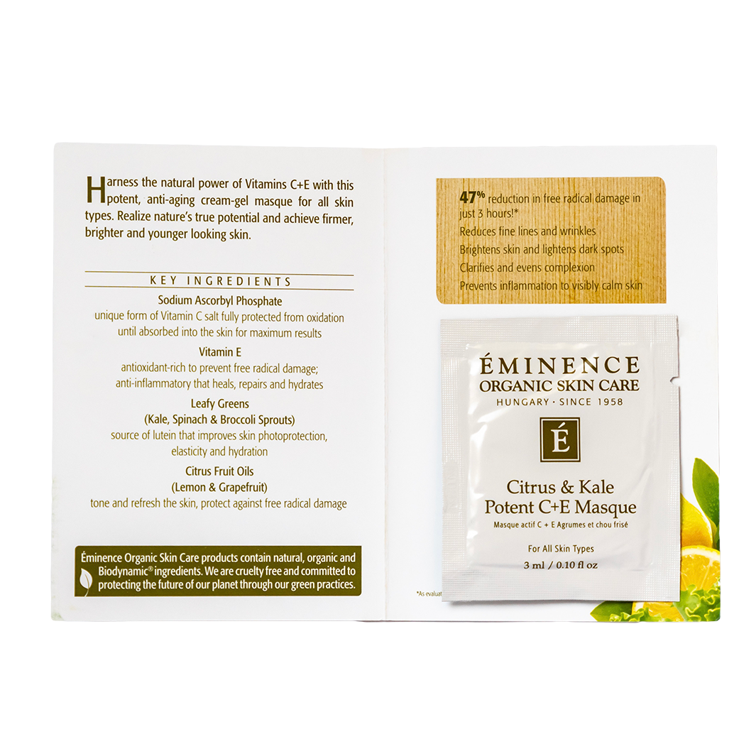 eminence organics citrus and kale potent c and e masque sample