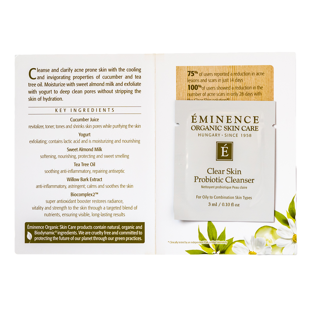 eminence organics clear skin probiotic cleanser sample