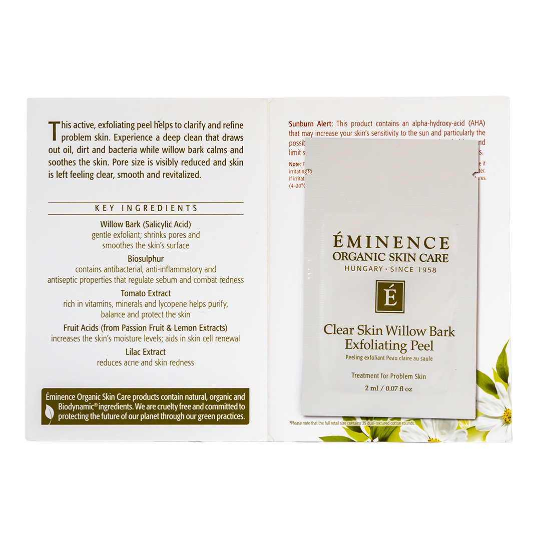 eminence organics clear skin willow bark exfoliating peel sample