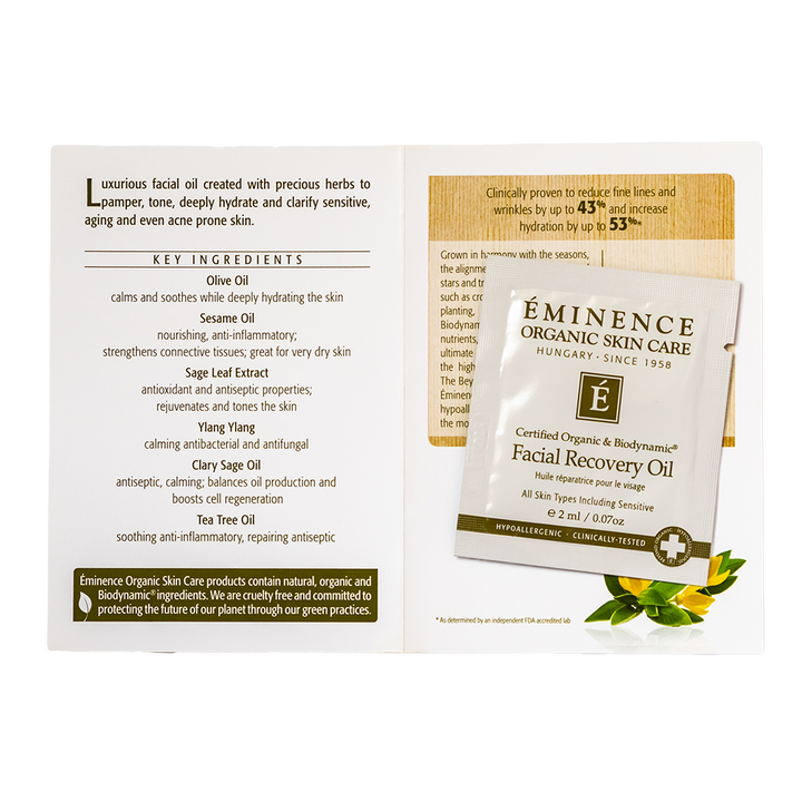 eminence organics facial recovery oil sample