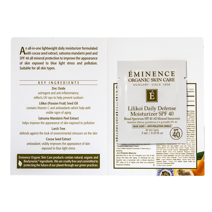 eminence organics lilikoi daily defense moisturizer spf40 sample