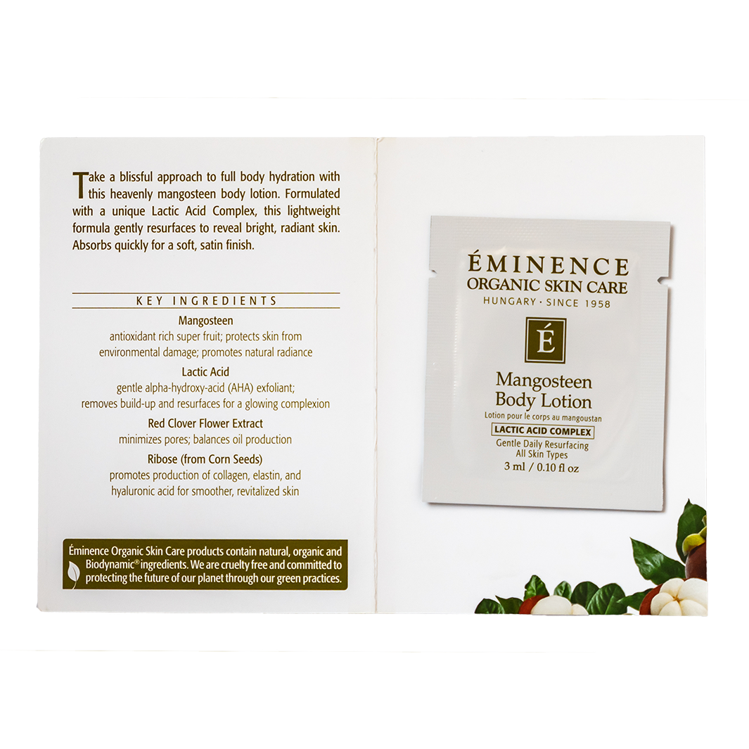 eminence organics mangosteen body lotion sample