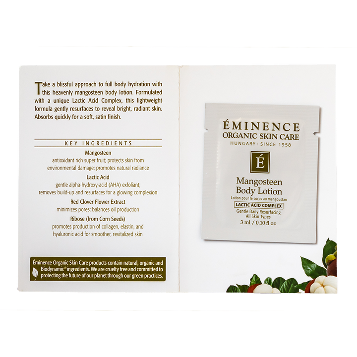 eminence organics mangosteen body lotion sample