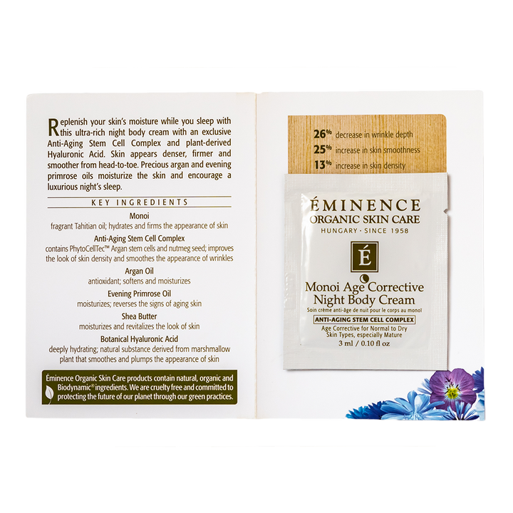 eminence organics monoi age corrective night body cream sample