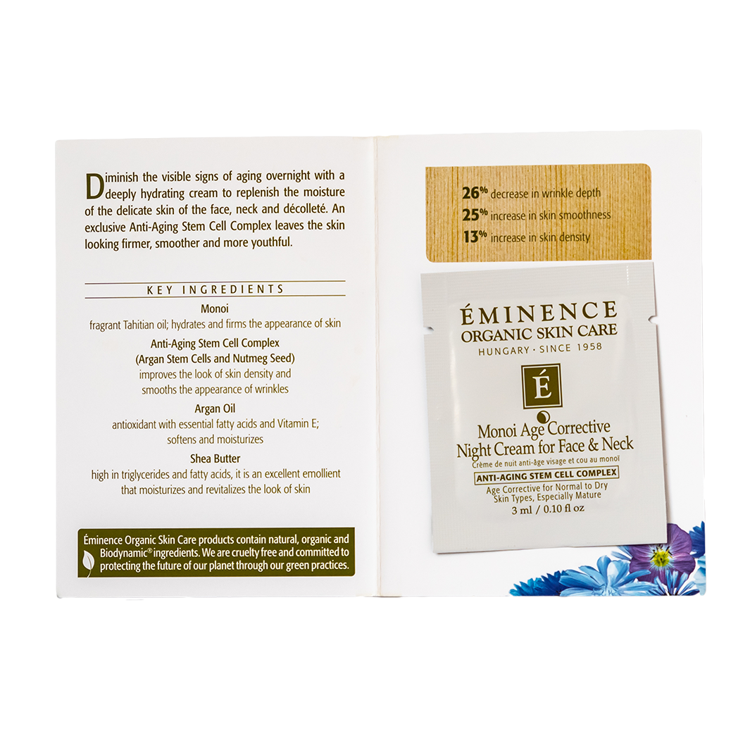 eminence organics monoi age corrective night cream for face and neck sample