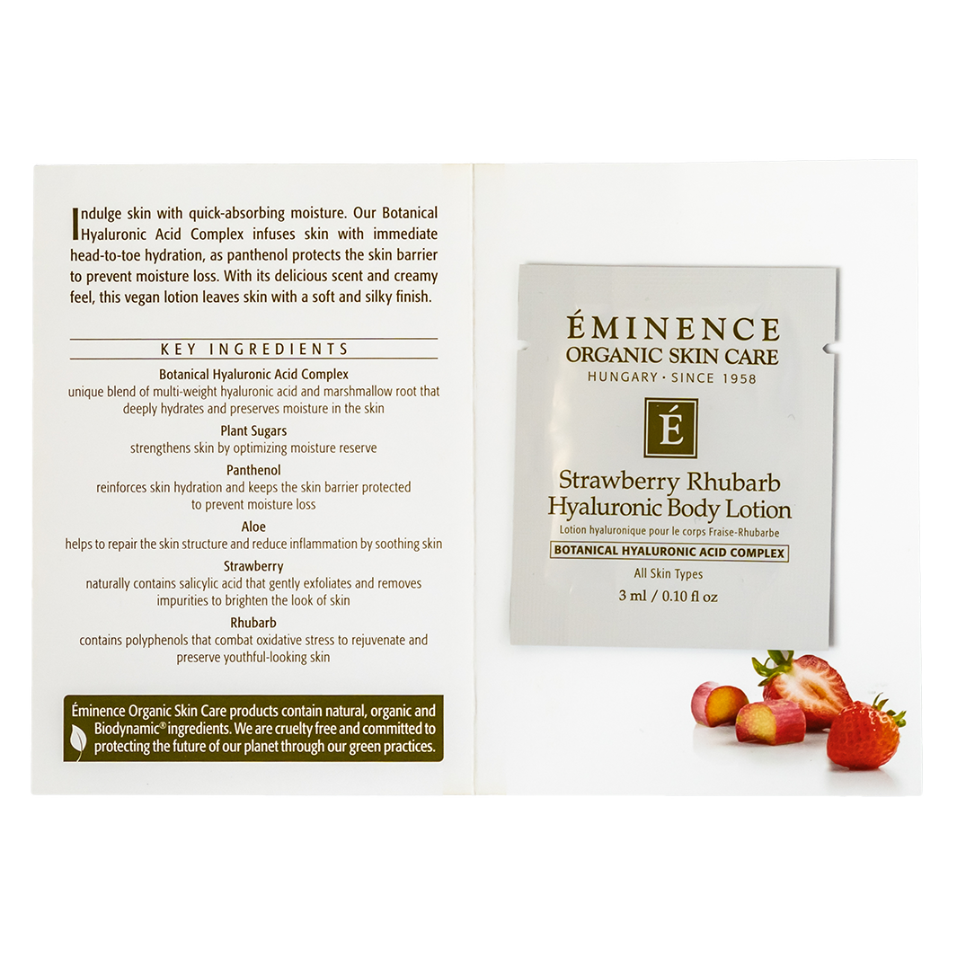 eminence organics strawberry rhubarb hyaluronic body lotion