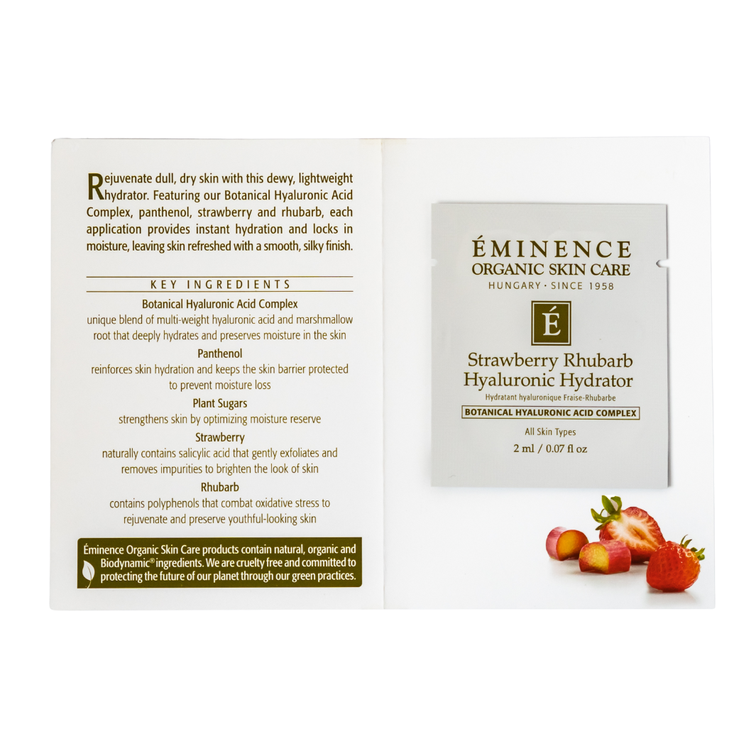 eminence organics strawberry rhubarb hyaluronic hydrator sample